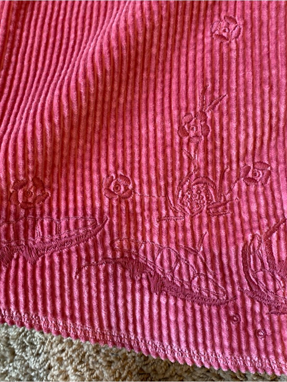 J. Jill Embroidered Corduroy Shirt Women XXL Pink Floral Grannycore Boho Classic - Picture 11 of 12
